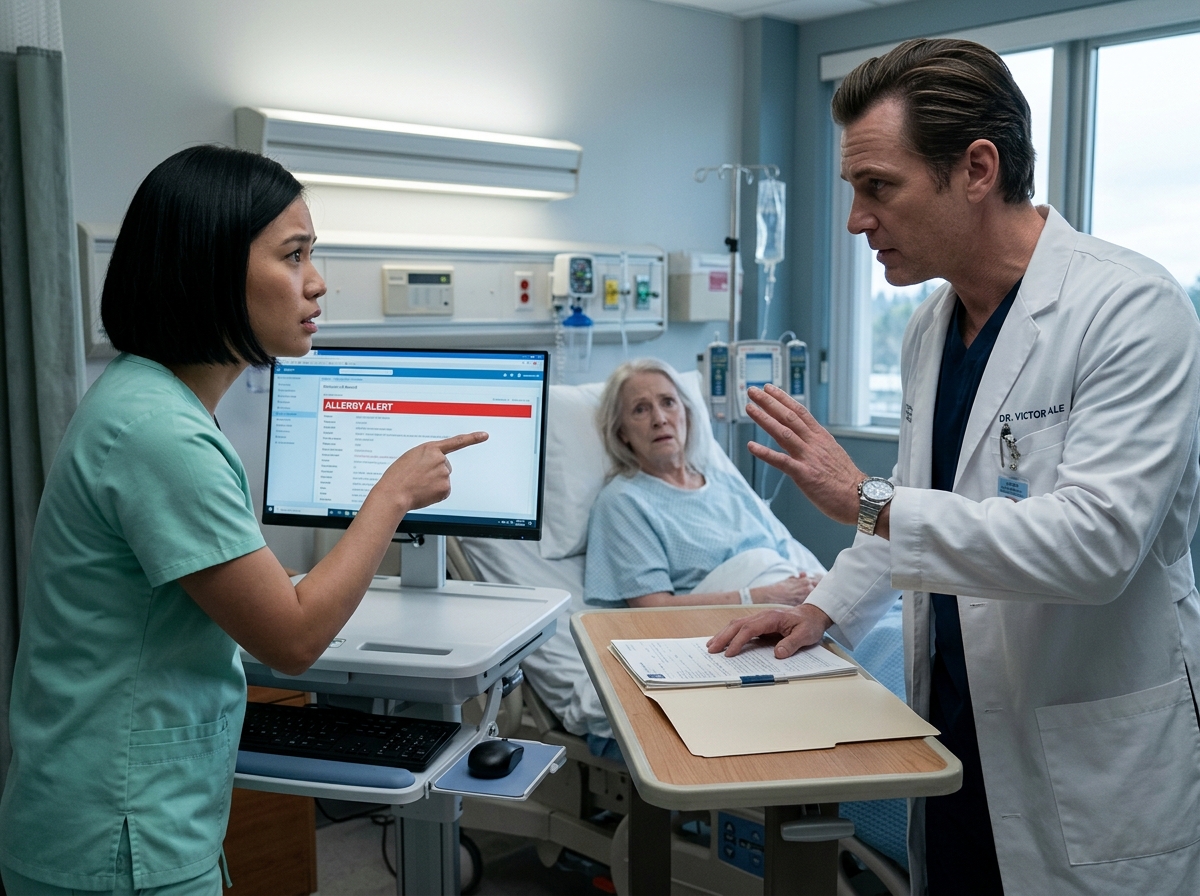 Doctor ignored patient allergy warning while nurse Sofia defended an elderly woman
