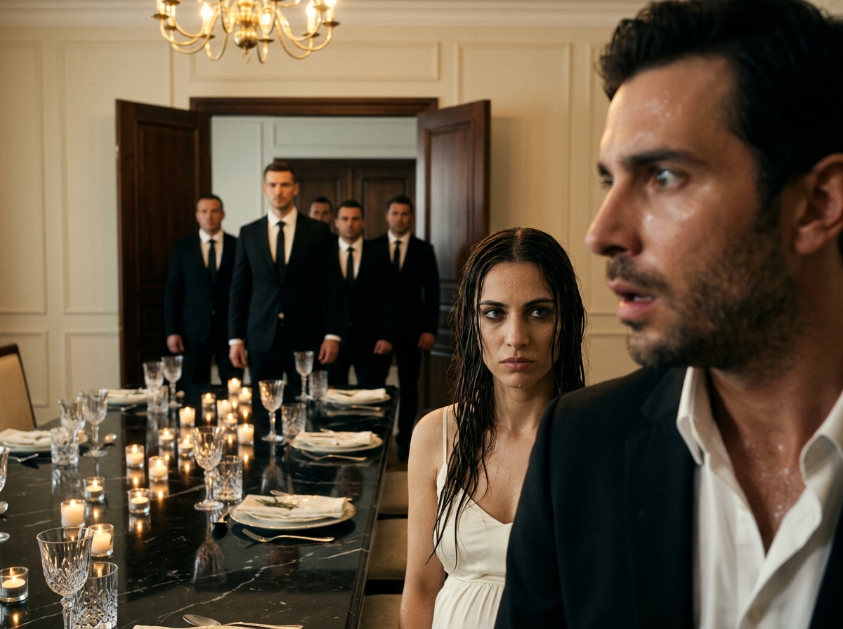 Pregnant woman humiliated at wealthy family dinner before mysterious men arrive