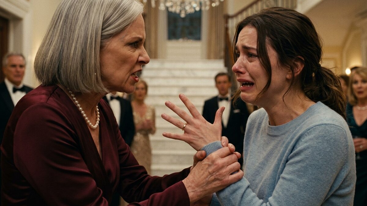 Mother in law stole wedding ring from crying daughter-in-law Emma inside a luxury mansion