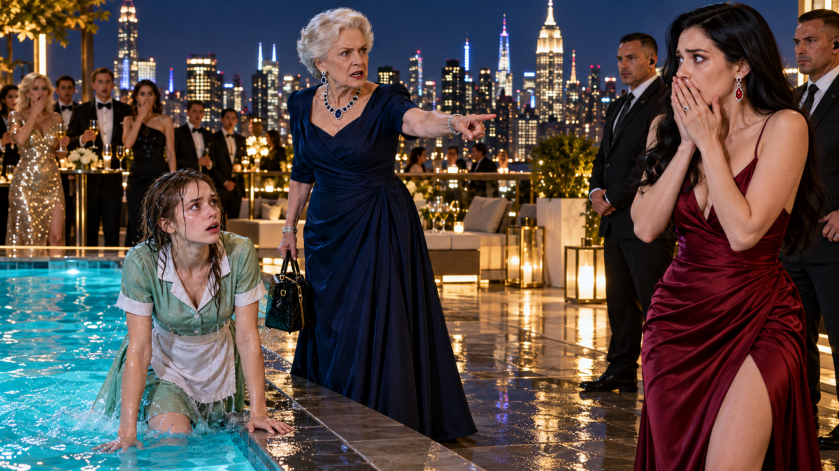 SHE PUSHED THE WAITRESS INTO THE POOL… NOT KNOWING WHO HER MOTHER WAS!